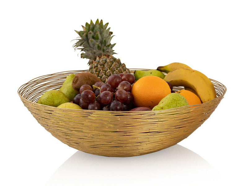 Fruit bowl ø 30 cm H 15 cm Bread basket Fruit basket metal round silver or gold Vita metal wire structure