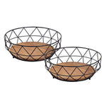 Fruit basket set 2 pieces metal bread basket fruit bowl round Neo ø 28 H 10 cm black metal