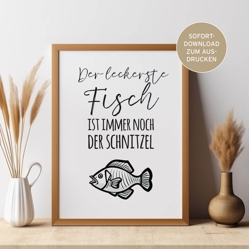Poster mit Spruch "Fisch" (Sofort-Download)