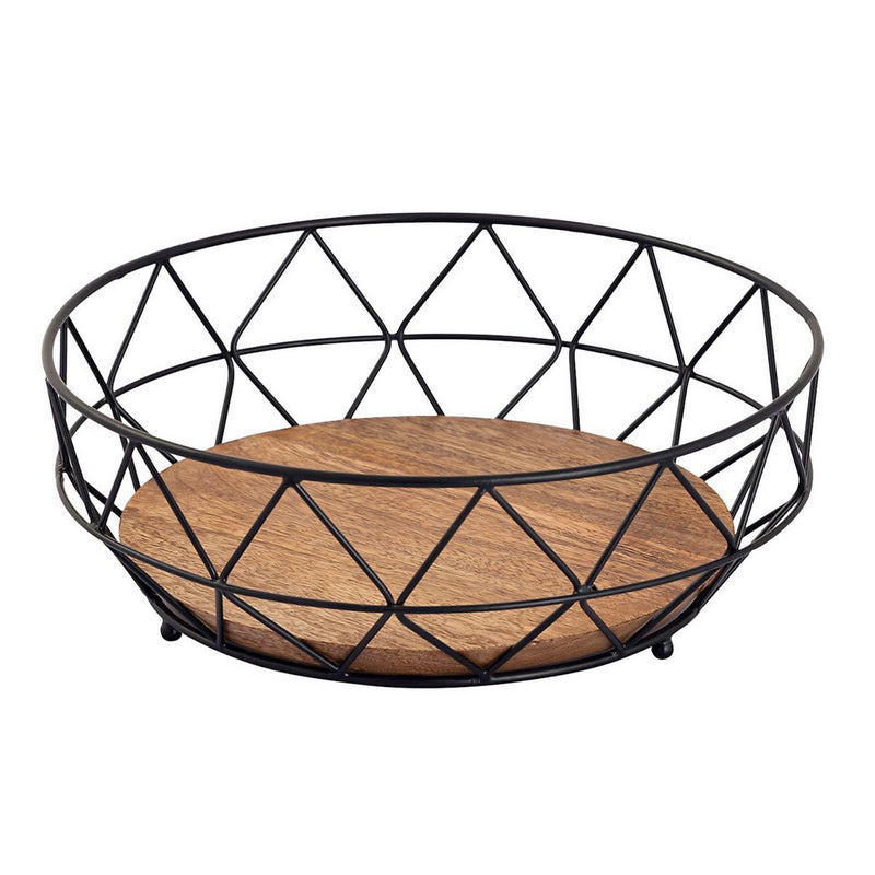 Fruit basket metal bread basket round fruit bowl Neo ø 28 cm H 10 cm black metal