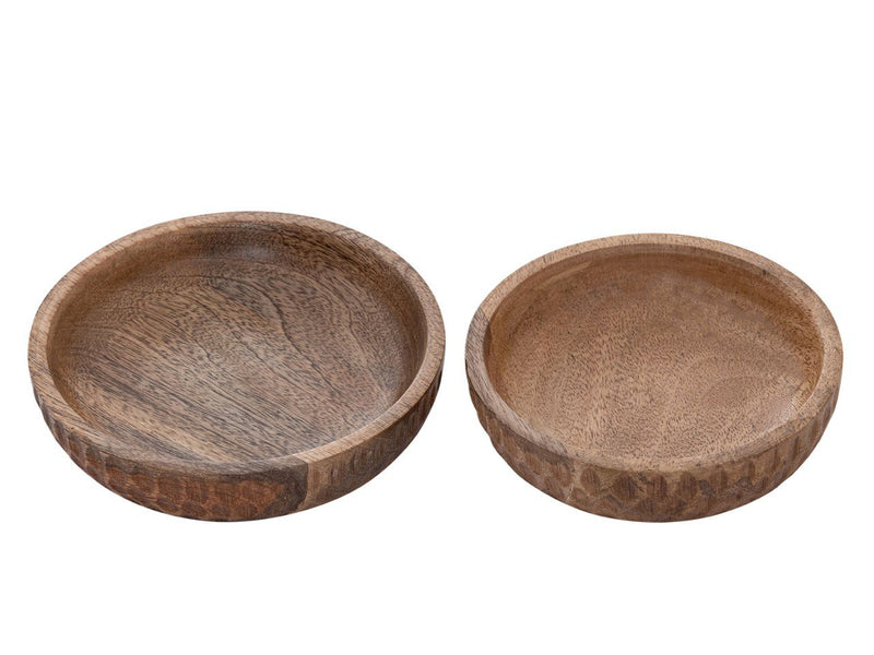 Wooden bowl set of 2 ø15/17cm H4cm decorative bowl Tik & Tok round mango wood