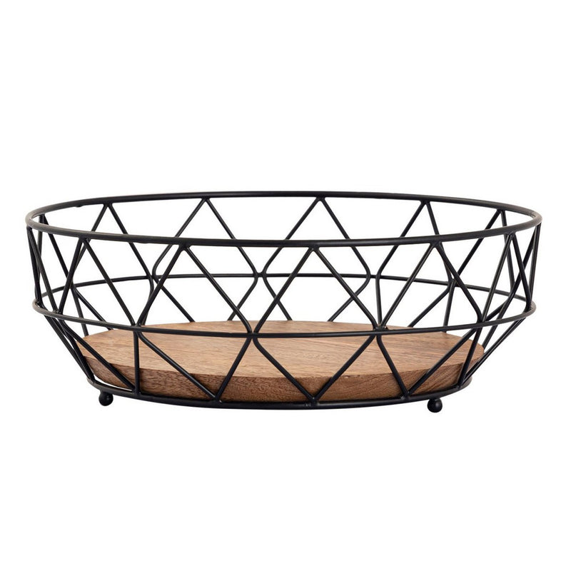 Fruit basket set 2 pieces metal bread basket fruit bowl round Neo ø 28 H 10 cm black metal