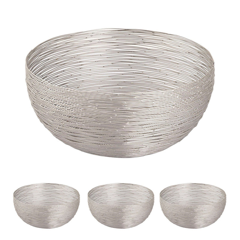 4-part fruit bowl ø 30 cm H 15 cm bread basket fruit basket metal round silver or gold Dollce wire structure