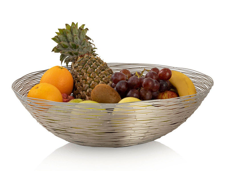 Fruit bowl 4-part metal ø 40 cm H 13 cm bread basket fruit basket round silver or gold Vita wire structure