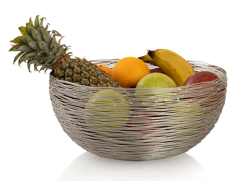 4-part fruit bowl ø 30 cm H 15 cm bread basket fruit basket metal round silver or gold Dollce wire structure