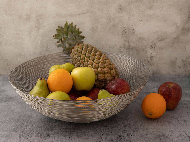 Fruit bowl 4-part metal ø 40 cm H 13 cm bread basket fruit basket round silver or gold Vita wire structure