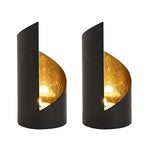 Candle holder set 2-piece tea light holder Kevin cylindrical black matt gold-plated inside